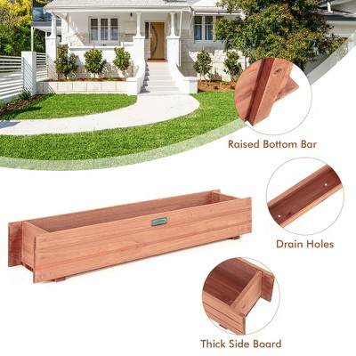36 Inch Brown Wooden Rectangular Flower Planter Box