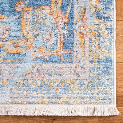 Vintage Blue and Multi Persian Style Runner Rug
