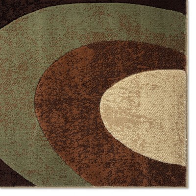 Tribeca Brown and Green Abstract 8' x 10' Synthetic Area Rug