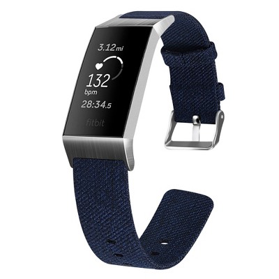 Insten Canvas Fabric Band for Fitbit Charge 4 & Charge 3 & Charge SE, Replacement Strap, Navy Blue