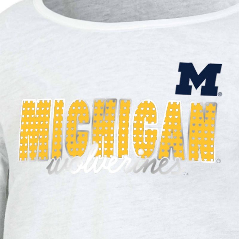 NCAA Michigan Wolverines Girls&#39; White Long Sleeve T-Shirt, 3 of 4