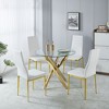 5-Piece Dining Set with Glass Table and Four Upholstered Chairs - 2 of 4