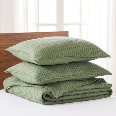 Forest Green Cotton Reversible Full Bedspread Set