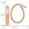 Black Bow Jewelry 3mm x 22mm (7/8 Inch) Polished 14k Rose Gold Oval Tube Hoop Earrings - 4 of 4