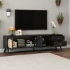 70" TV Stand for TVs up to 80 Inches, Mid Century Modern Entertainment Center with Rattan Doors, 2 Drawers and Open Shelf for Living Room - 2 of 4