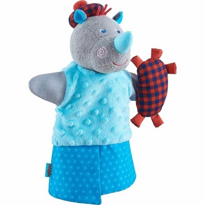 HABA Rhino Musical Glove Puppet with Squeaking Bagpipe