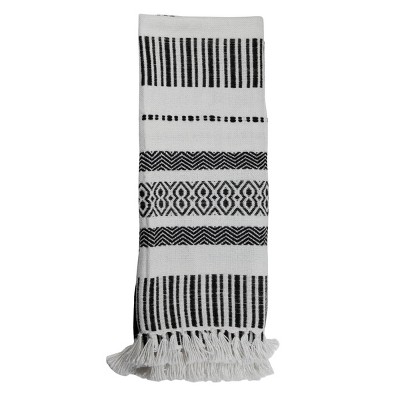 Boho Pattern Hand Woven 50 x 60 inch Outdoor Safe Throw Blanket with Hand Tied Tassels - Foreside Home & Garden