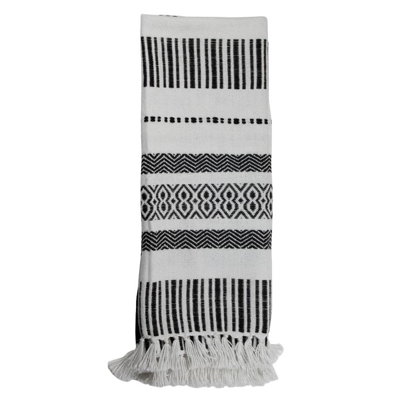 Boho Pattern Hand Woven 50 x 60 inch Outdoor Safe Throw Blanket with Hand Tied Tassels - Foreside Home & Garden, 1 of 9