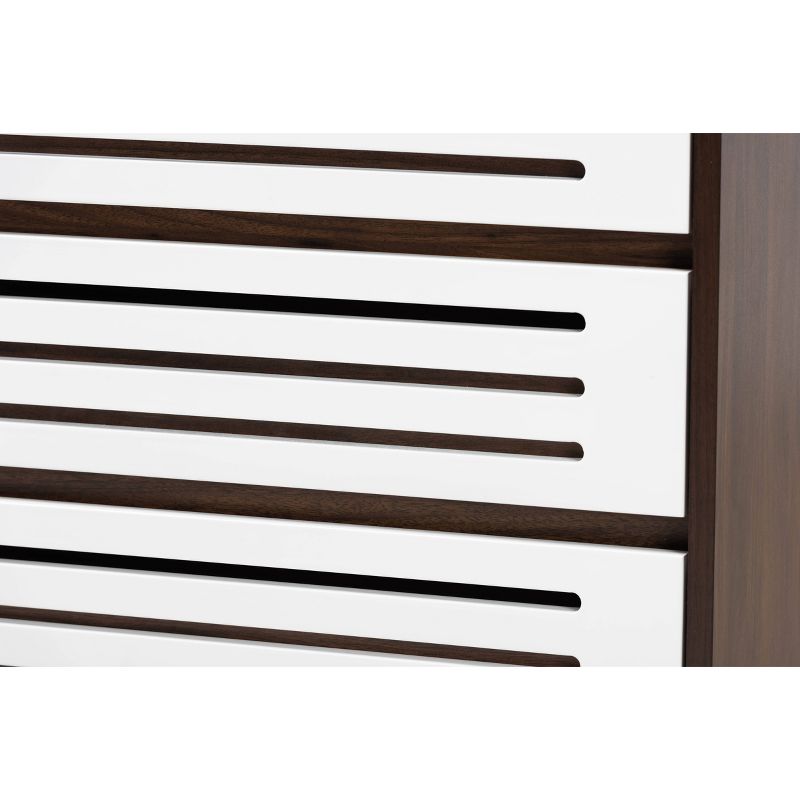 6 Drawer Wood Dresser and Meike Two-Tone Walnut/White - Baxton Studio, 6 of 11