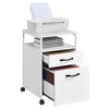 File Cabinet Mobile Filing Cabinet with Wheels 2 Drawers Open Shelf - 2 of 4