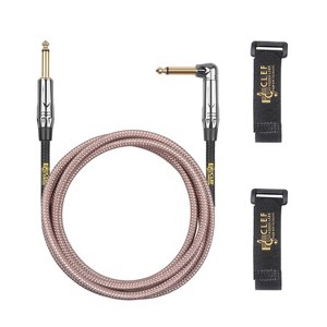 Clef Audio Labs 6.35mm TS to 6.35mm TS Straight to Angled, Black Chrome Zinc Alloy Shell/Grey Copper Braided - 20FT -1PK - 1 of 4