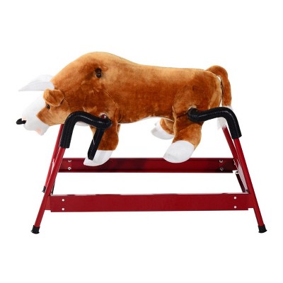 INFURNIC Baby Walkers Kids Spring Rocking Horse Rodeo Bull with Realistic Sounds for Children, Brown, 39.3"*23.5"*30.3"