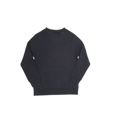 EVERYDAY KIDS Boys’ Black Fleece Crewneck Sweatshirt; Boy’s Long Sleeve Pullover Shirt - Soft and Breathable Cotton/Poly Blend