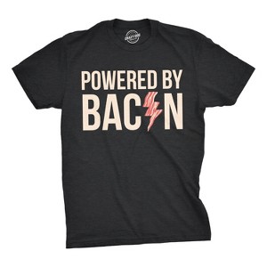 Mens Powered By Bacon T shirt Funny Food Love Apparel Sarcastic Saying Gift - Crazy Dog Men's T Shirt - 1 of 4