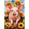 Happy Piglet Fall House Flag Sunflowers Autumn 28" x 40" Briarwood Lane - image 3 of 4