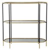 Tier Black & Gold Metal Console Table with Mirrored Shelves, Modern Entryway & Living Room Table - 2 of 4