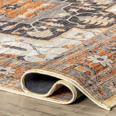Transitional Easy-Care Beige Cotton Blend 8' x 10' Area Rug