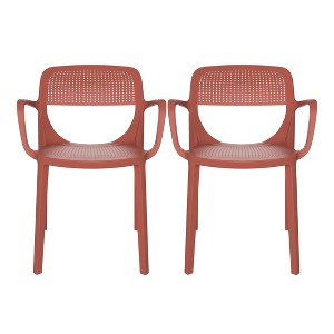 WestinTrends Playa Outdoor Stackable Plastic Resin Patio Dining Armchair (Set of 2) - 1 of 4