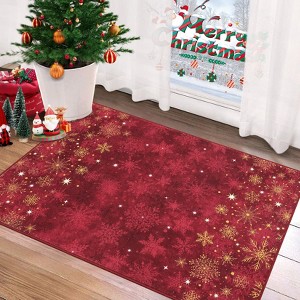 Christmas Runner Rug Mas Snowflake Hallway Rug Non Slip Kitchen Runner Rugs Indoor - 1 of 4