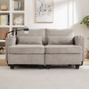63" Corduroy Convertible Loveseat Chaise Sofa with USB Ports, Cup Holders and Storage - 2 of 4