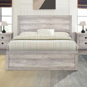Vintage Farmhouse Style Full/Queen/King Size Platform Bed with Wooden Slats Support, No Box Spring Needed - ModernLuxe - 1 of 4