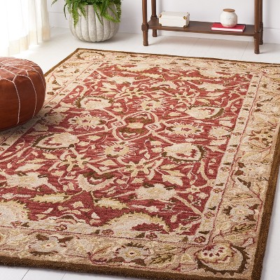 Antiquity Red and Beige Hand-Tufted Wool 4' x 6' Area Rug