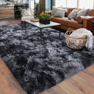 LOVEVOOK Large Area Rugs for Living Room Bedroom, 10x14 Feet Black Fluffy Shag Rugs, Modern Indoor Floor Carpet for Home Decor Aesthetic - 1 of 4