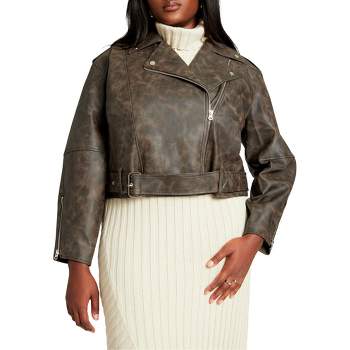 ELOQUII Women's Plus Size Patina Moto Jacket