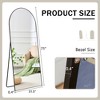 Black Metal Framed Full-Length Floor Mirror, Arched for Wall or Standing with Bracket, Bathroom Makeup Use - 4 of 4