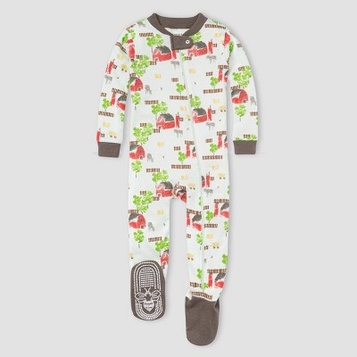 Burt's Bees Baby® Baby Boys' 2pc Barnyard Scene Snug Fit Footed Pajama - Charcoal Gray 6-9M