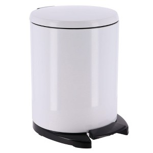 Evideco French Home Goods Soft Close Lid Round Metal Step Trash Can Waste Bin 6-liters-1.6-gal. - 1 of 4