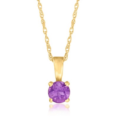 Pure Collection by Ross-Simons 0.21 Carat Amethyst Pendant Necklace in 14kt Yellow Gold