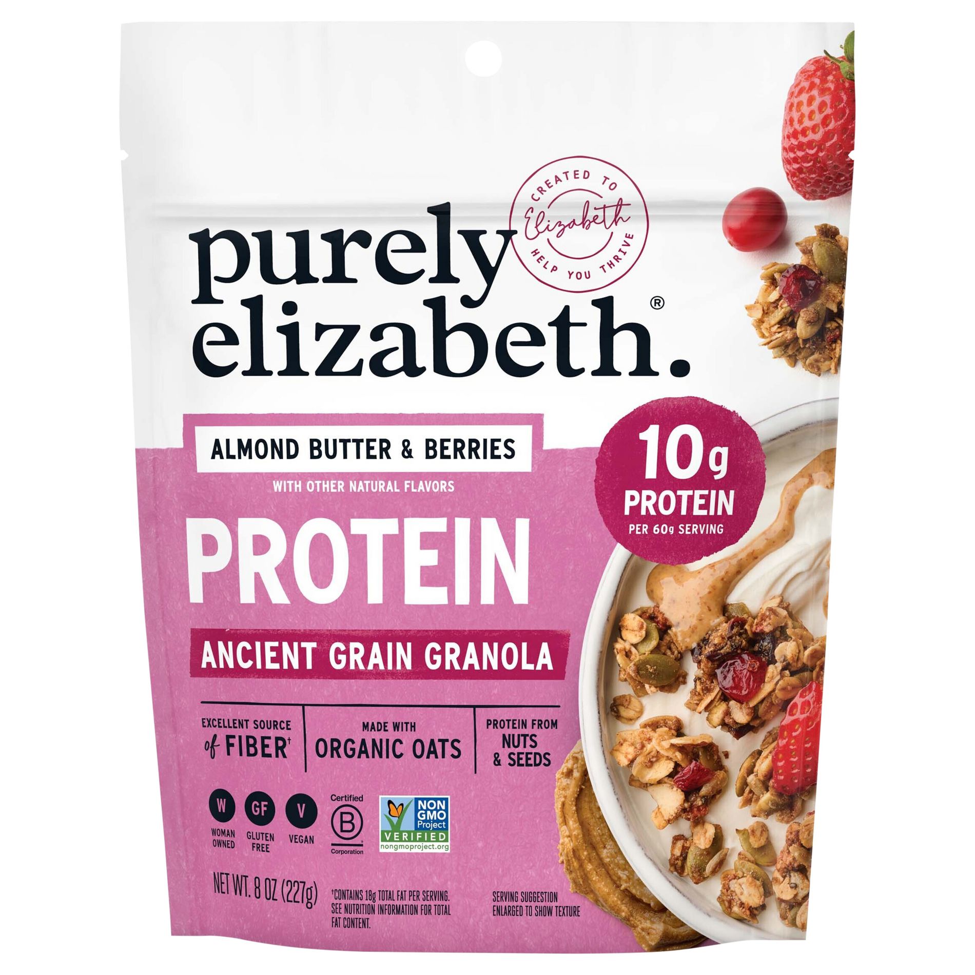 purely elizabeth. Almond Butter and Berries Protein Granola - 8oz