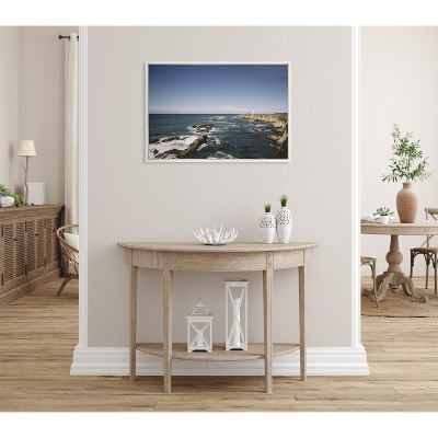 California Coast Lighthouse Framed Canvas Print, 23" x 33", White Frame