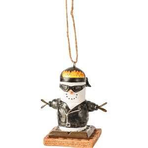 Ganz S'mores Resin Holiday Ornament, Biker Snowman - 1 of 1