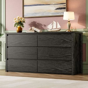 Rustic Farmhouse 6 Dresser for Bedroom, Wooden Drawer Dresser, Handle-Free Storage Cabinet with Drawers for Bedroom, Living Room & Hallway - 1 of 4