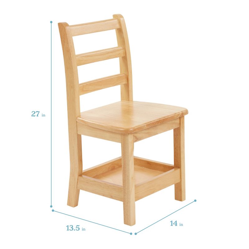ECR4Kids Three Rung Ladderback Chairs with Storage, 2-Pack - Natural, 3 of 10