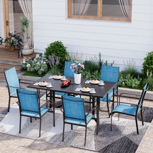 EROMMY 7 Piece Patio Dining Set, Outdoor Dining Table And Chairs Set For 6, 6 Textilene Chairs, 1 Iron Rectangular Table, Patio Furniture Set For Deck - 1 of 4