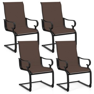 Tangkula Patio Dining Chairs Set of 4 C-Spring Motion Patio Chairs w/ Metal Frame - 1 of 4
