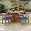 5 Piece Patio Dining Set Acacia Wood with Braided Chairs, Acacia Wood Patio Set with Cushions, Outdoor Round Table Patio Furniture Set-Koiai - 2 of 4
