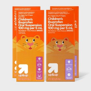 up&up™ Children's Pain Relief Bundle - 4oz Ibuprofen (NSAID) - Grape + 8oz Ibuprofen (NSAID) - Berry - 1 of 4