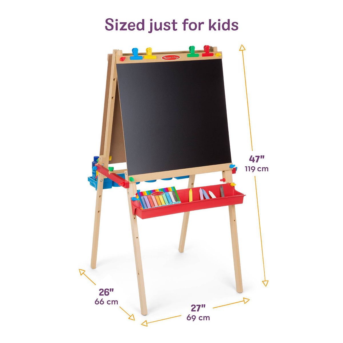 Melissa & Doug Deluxe Standing Art Easel - Dry-Erase Board, Chalkboard, Paper Roller - thumbnail 3
