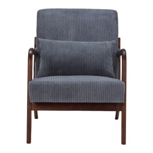 TiramisuBest Modern Accent Chair with Pillow, Upholstered Armchair with Solid Wood, Comfy Reading Chair for Living, Bedroom, or Balcony, Beige - 1 of 4