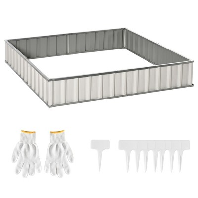 Elevate Galvanized White Metal Raised Garden Bed for Patio & Deck