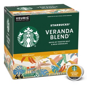 Starbucks Blonde Light Roast K-Cup Coffee Pods Veranda Blend for Keurig Brewers - 1 of 4