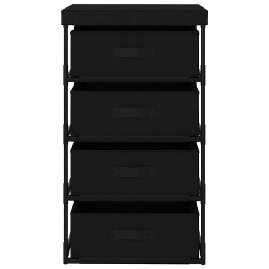 vidaXL Black Storage Rack with 4 Fabric Baskets - Modern Style Organiser Unit for Home and Office - Steel Constructed Lightweight Dresser - 1 of 4