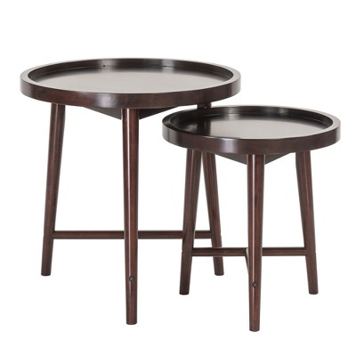 Set of 2 Bowdie Nesting Tables Dark Brown