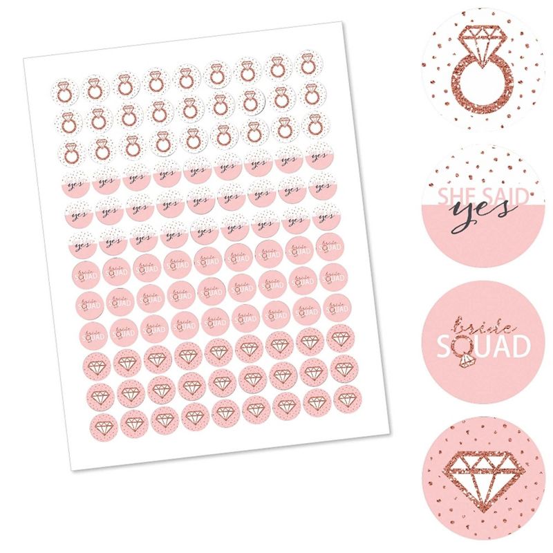 Big Dot of Happiness Bride Squad - Rose Gold Bridal or Bachelorette Party Round Candy Sticker Favors - Labels Fits Chocolate Candy (1 sheet of 108), 2 of 6