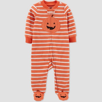 Image of Carter's Just One You® Baby Pumpkin Microfleece Footed Pajama - Orange 0-3M