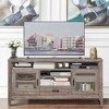 Costway TV Stand Tall Entertainment Center Hold up to 65'' TV w/ Glass Storage & Drawer - 4 of 4